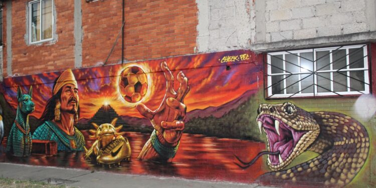 Los murales mundialistas pintados por jóvenes artistas urbanos en Neza, Edomex