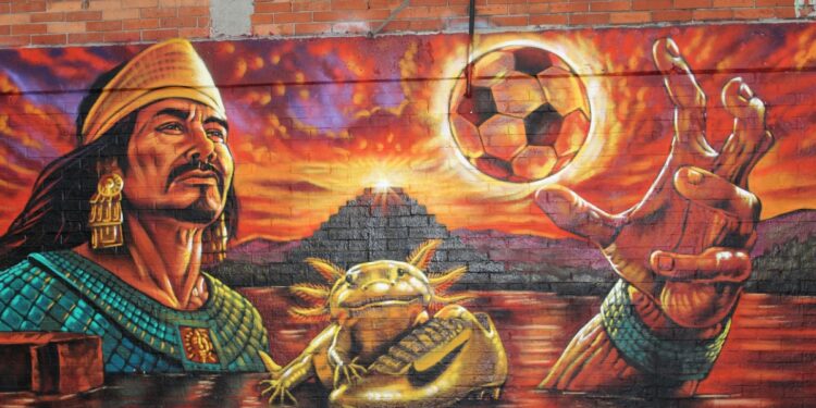 Los murales mundialistas pintados por jóvenes artistas urbanos en Neza, Edomex