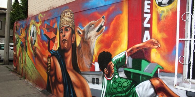 Los murales mundialistas pintados por jóvenes artistas urbanos en Neza, Edomex