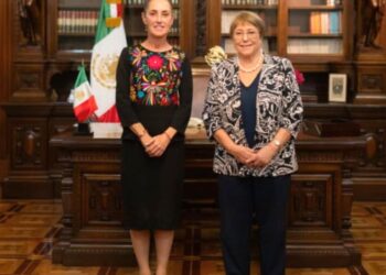 Claudia Sheinbaum y Michelle Bachelet. Respaldo para el relevo en la ONU. AMEXI Foto Presidencia de la Republica