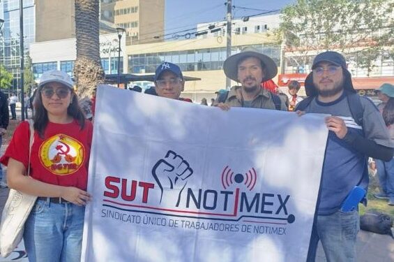 Sutnotimex en la Marcha del Día del Trabajo. AMEXI Foto Sutnotimex