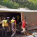 Tráiler volcó en la autopista México-Cuernavaca