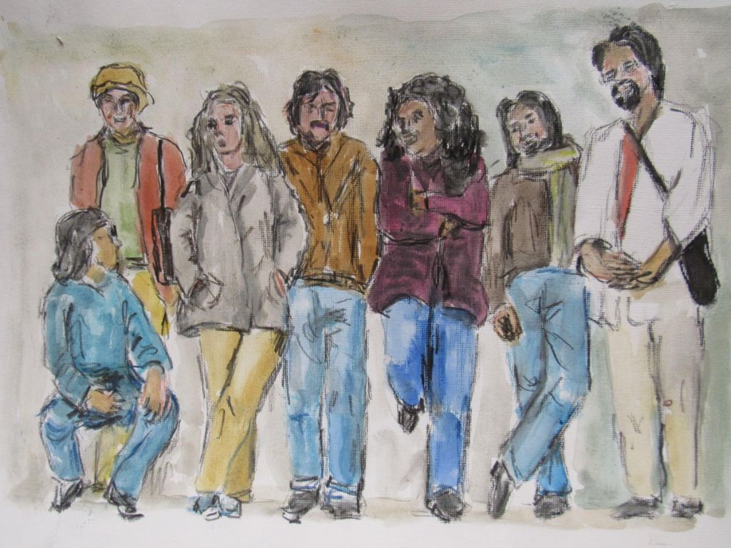 Única mujer del Movimiento Rupestre. Acuarela de Roberto Hernández 