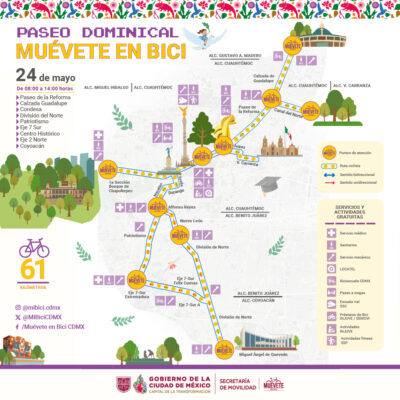 El recorrido total alcanza los 61 kilómetros, consolidando a la Ciudad de México como referente mundial en ciclovías recreativas.