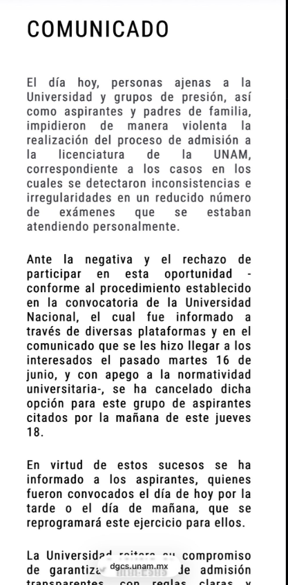 UNAM tomará medidas legales y presentará denuncias