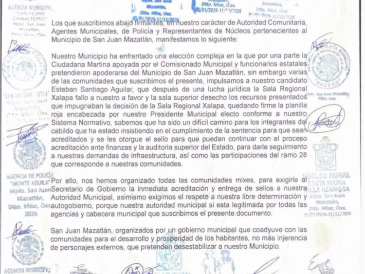 Comunidades mixe exigen validar a su presidente municipal