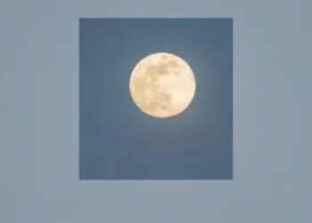 Luna llena en el cielo nocturno durante una microluna, fenómeno astronómico que ocurre cuando el satélite se encuentra en el punto más alejado de la Tierra dentro de su órbita elíptica.