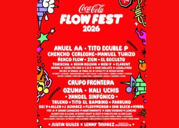 Cartel oficial del Coca-Cola Flow Fest 2026 con los artistas confirmados para la novena edición del festival urbano.