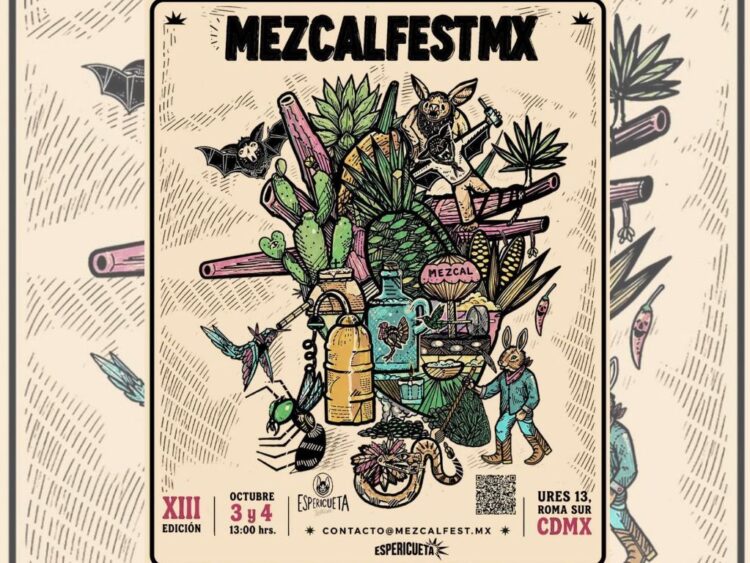 Asistentes recorren una exposición de MezcalFestMX mientras degustan distintas variedades de mezcal y conversan con productores artesanales sobre los procesos tradicionales de elaboración de esta bebida mexicana.