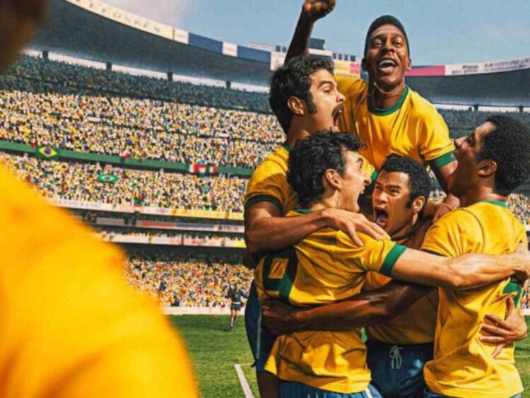 Aficionado observa en televisión imágenes históricas de Copas del Mundo y documentales sobre leyendas del futbol.