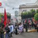 Mitin del Frente Popular Revolucionario frente a la Secretaría de Gobernación para exigir justicia por ataque en Oaxaca.