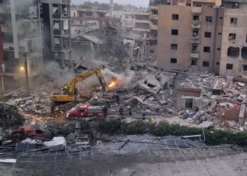Daños al Hospital Jabal Amel, en Tiro, Líbano.
