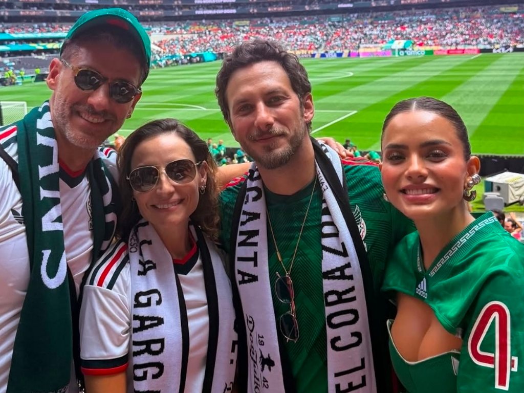 Marimar Vega, Sebastián Zurita en la inauguración del Mundial 2026. | AMEXI/FOTO: IG