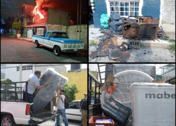 Policías y vecinos de Neza brindan apoyo a familia por incendio