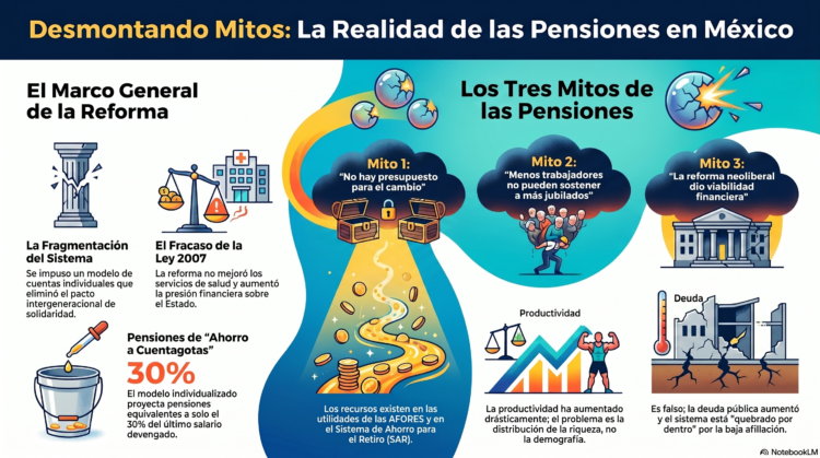 Realidad de las pensiones mexicanas Foto: NoteBookML