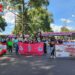 Integrantes del SUTIEMS durante protesta en Calzada de Tlalpan por retrocesos en negociación salarial con autoridades de la CDMX