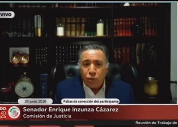 El senador de Morena por Sinaloa, Enrique Inzunza Cázarez reaparece de manera virtual en una sesión de la Comisión de Justicia del Senado.