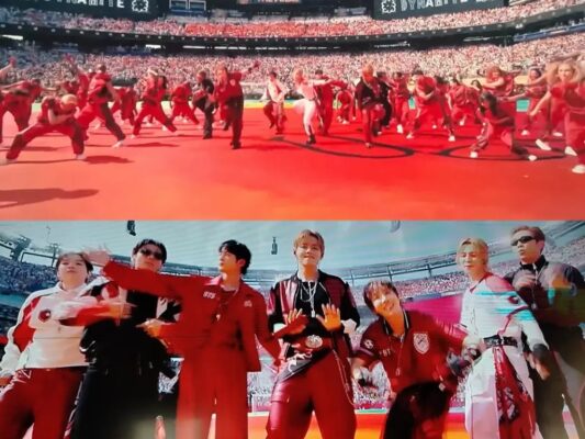 BTS interpreta "Dynamite" durante el histórico show de medio tiempo de la final de la Copa del Mundo 2026 en el MetLife Stadium.