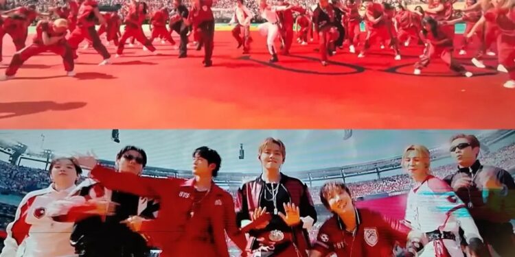 BTS interpreta "Dynamite" durante el histórico show de medio tiempo de la final de la Copa del Mundo 2026 en el MetLife Stadium.