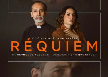 Bruno Bichir y Marimar Vega participan en la presentación de la obra Réquiem junto al equipo creativo durante una conferencia de prensa en el Foro Shakespeare.