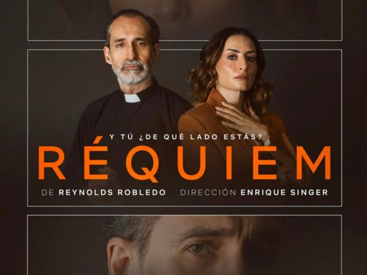 Bruno Bichir y Marimar Vega participan en la presentación de la obra Réquiem junto al equipo creativo durante una conferencia de prensa en el Foro Shakespeare.
