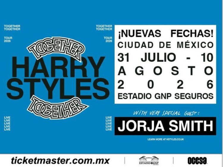 Harry Styles durante una presentación en vivo como parte de su gira "Together, Together", cuya residencia en el Estadio GNP Seguros generará una importante derrama económica para la Ciudad de México.