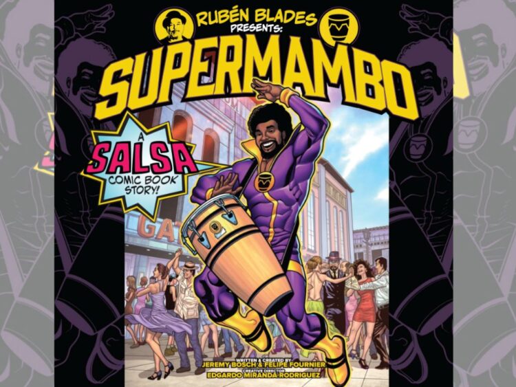 Portada de Supermambo, proyecto musical y cómic bilingüe inspirado en un superhéroe afrolatino del Bronx, respaldado por Rubén Blades.