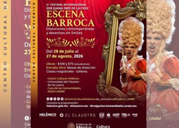 Actores participan en una puesta en escena del Festival Internacional Sor Juana Inés de la Cruz, dedicado a reinterpretar el teatro barroco mediante propuestas contemporáneas en el Centro Cultural Helénico y otras sedes.