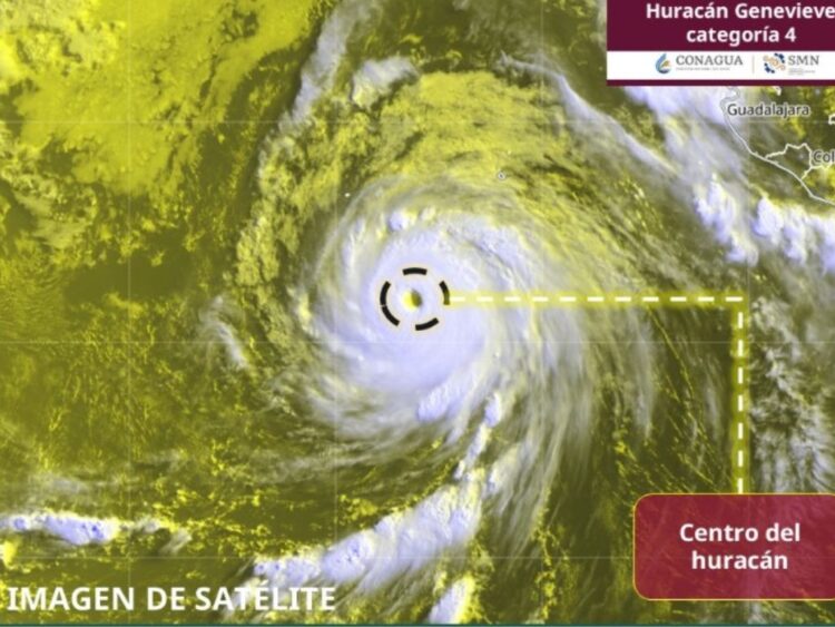 Huracán Genevieve el ciclón se degrada a categoría 4 y continúa su trayectoria