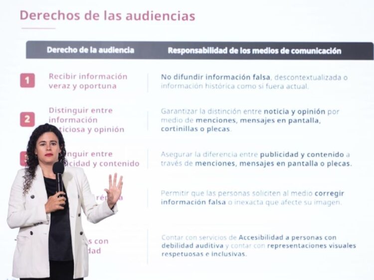 Luisa María Alcalde explica derechos de las audiencias. AMEXI Foto captura de video