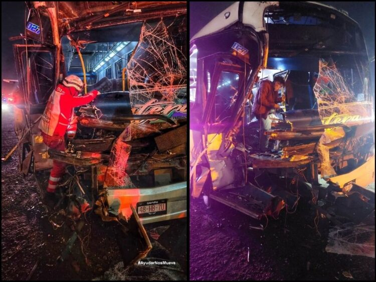 Trailero evita tragedia al frenar autobús sin control en la Toluca