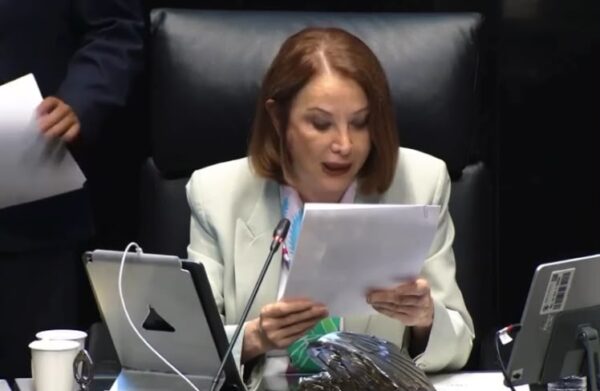 Durante la sesión, la presidenta de la Comisión Permanente, Laura Itzel Castillo, dio lectura al posicionamiento