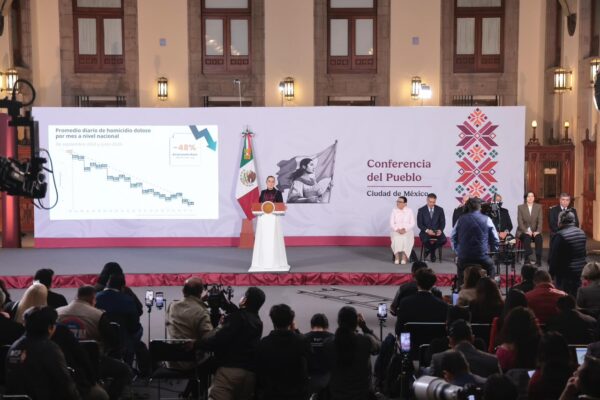 En la Mañanera del Pueblo de este martes 14 de julio presentes la titular de SEGOB, Rosa Icela Rodríguez y el titular de la SSPC, Omar García Harfuch. AMEXI/FOTO/Presidencia