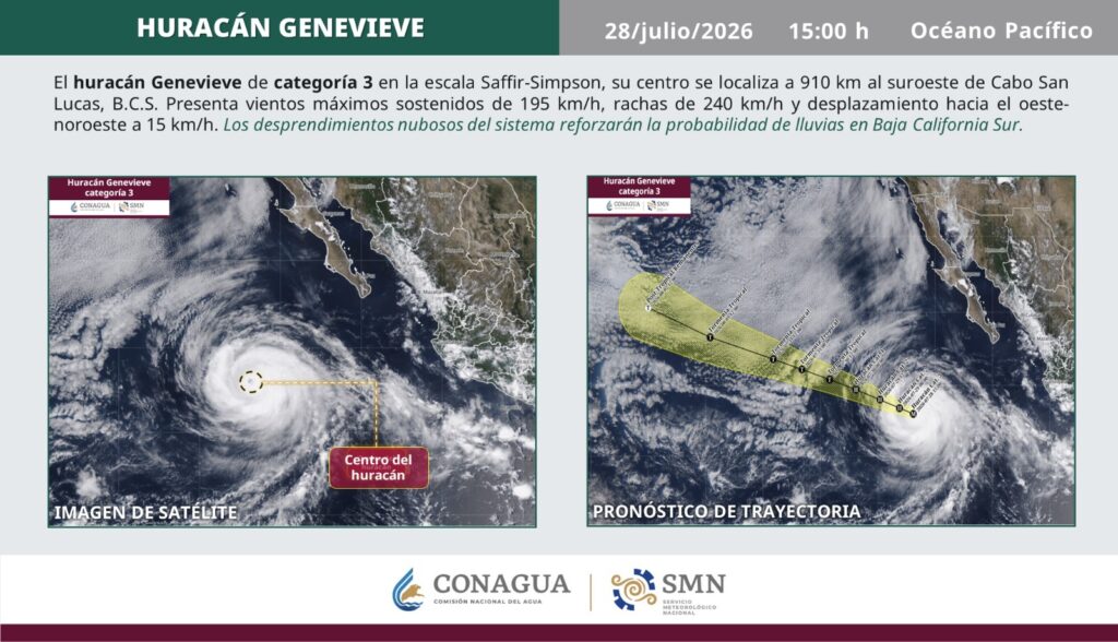 Degradación progresiva del huracán Genevieve
