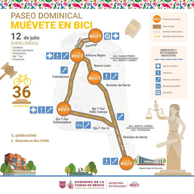 Disfruta la CDMX en bicicleta este domingo