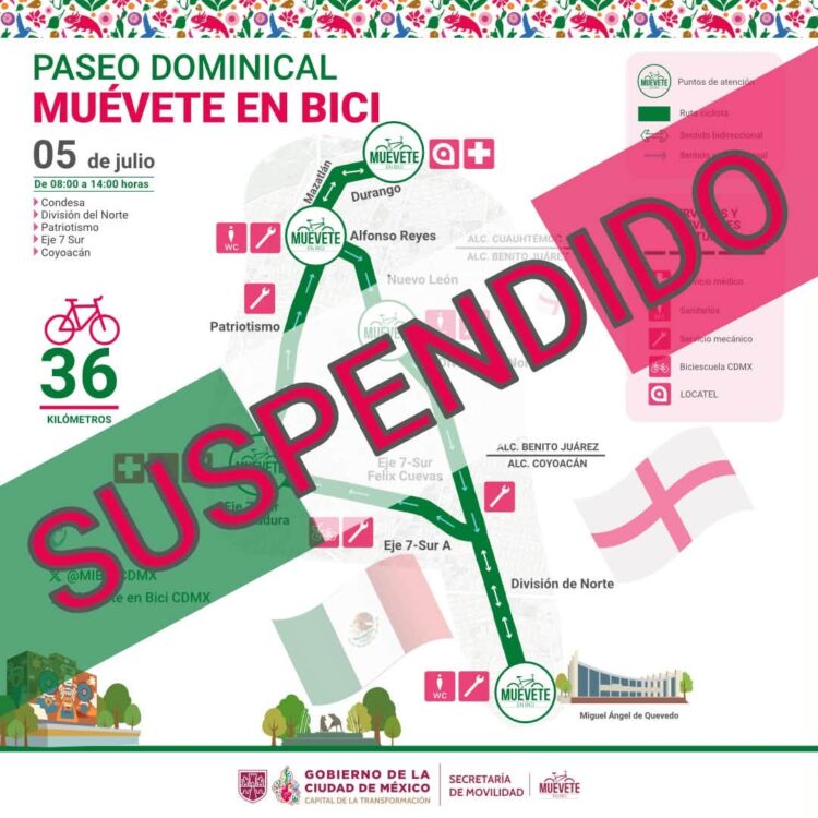 Muévete en Bici suspendido