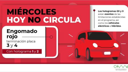 Programa Hoy No Circula para el miércoles 19 de agosto
