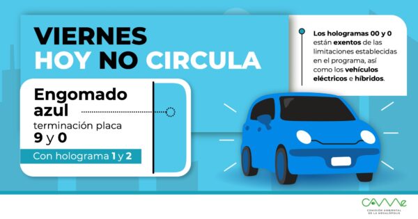 La restricción aplica de 5:00 a 22:00 horas en la Zona Metropolitana del Valle de México
