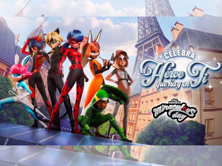 Imagen promocional del Miraculous Day 2026 con Ladybug y Cat Noir, protagonistas de la franquicia, que celebrará actividades especiales para los fans en América Latina.