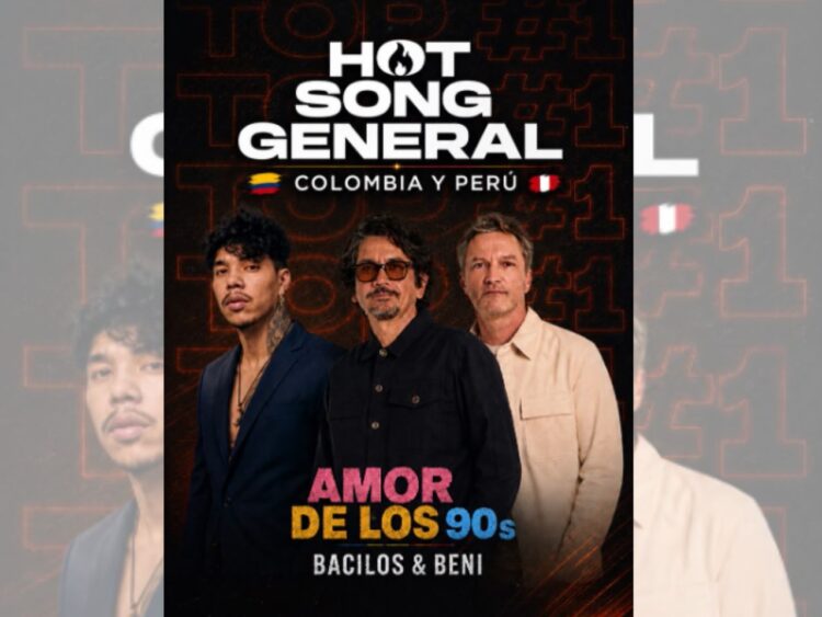 Bacilos y Beni posan durante la promoción de "Amor de los 90s", sencillo que alcanzó el primer lugar del Hot Song General en Colombia y Perú.
