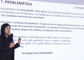 Luisa María Alcalde explica iniciativa para prohibir doble nacionalidad de aspirantes a la Presidencia.
