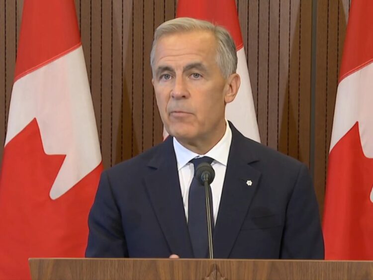Mark Carney, primer ministro de Canadá en coferencia tras problemas en las negociaciones económicas con EU. AMEXI foto captura de video