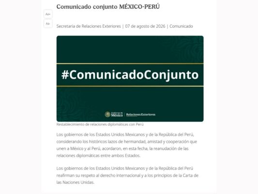 México y Perú restablecen relaciones diplomáticas tras años de tensión