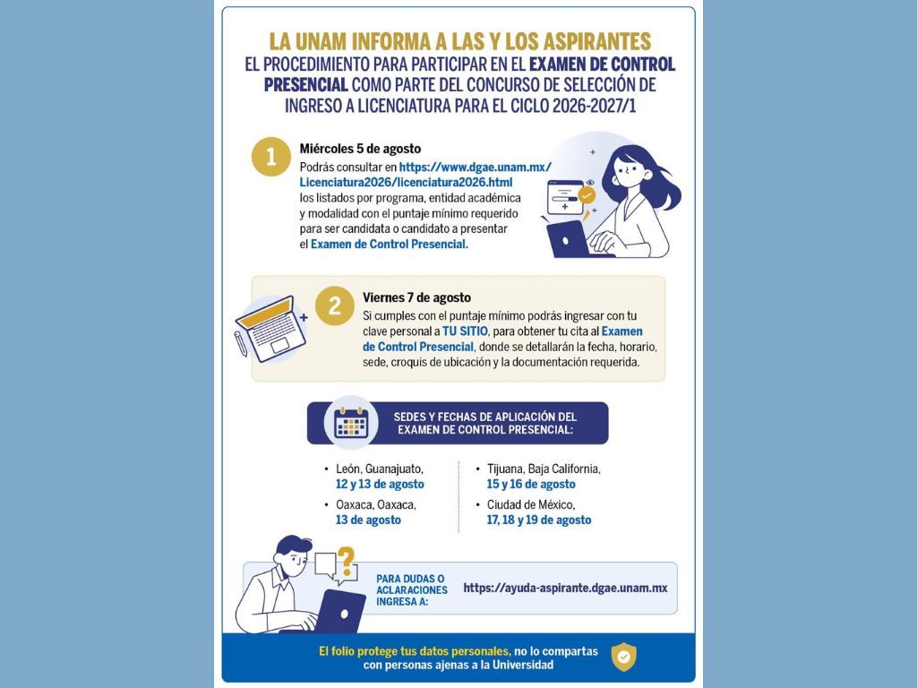 Procedimiento para participar en el examen de control de la UNAM. AMEXI Foto