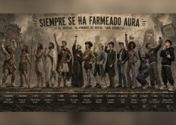 Siempre se ha farmeado aura. Imagen diseñada con IA por Iris Bringas