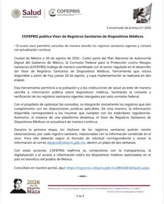 Permite confirmar el registro sanitario