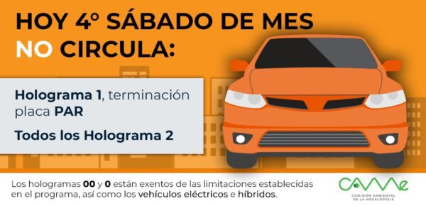 La restricción opera de 5:00 a 22:00 horas y aplica en CDMX y Edomex