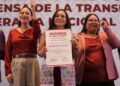 Ariadna Montiel, Beatriz Mojica y Citlalli Hernández, de Morena. AMEXI Foto Morena