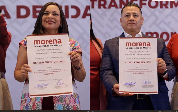 Morena nombra a Beatriz Mojica y Carlos Torres coordinadores en Guerrero y Michoacán rumbo a 2027