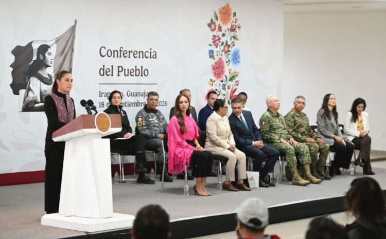 Conferencia de prensa del Consejo de Seguridad y la presidenta Claudia Sheinbaum en Irapuato, Guanajuato